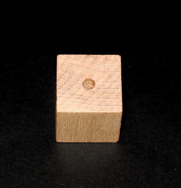 1" Wood Cube Block With 3/16" Hole